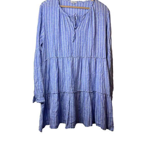 Rails Everly Ludlow Stripe Linen Blend Long Sleeve Mini Dress - Picture 2 of 11